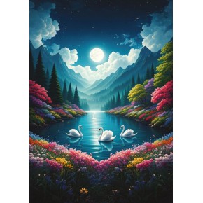 Art Puzzle 500 Parça Ay Işığında Kuğular Gölü 40509