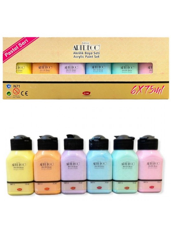 Artdeco Akrilik Boya 6x75 ML Set Pastel Renkler LV-Y-070I-AS2