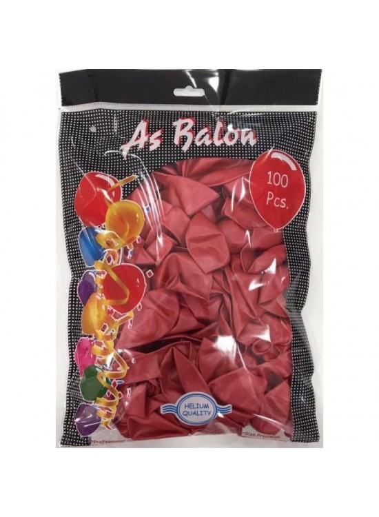As Balon 12" İç Mekan Helyum 100 Lü Kırmızı