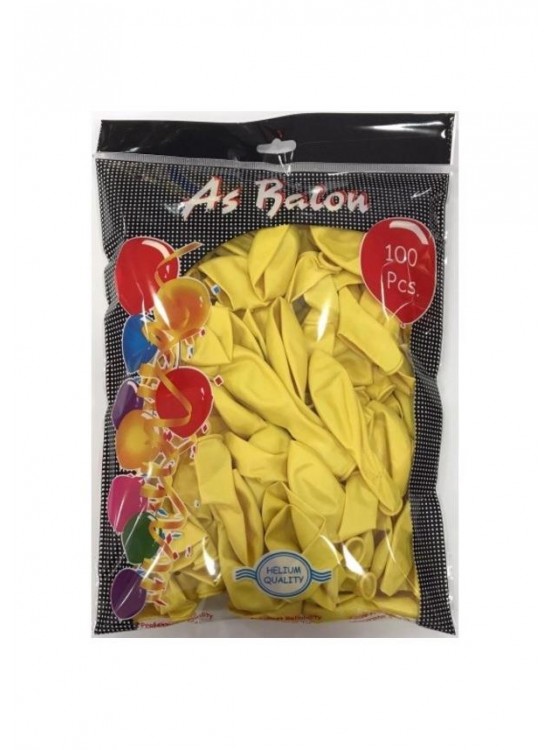 As Balon Metalik 12" Helyum 100 Lü Sarı As Balon Metalik 12" Helyum 100 Lü Sarı