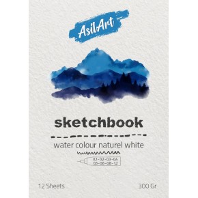 Asilart Sketchbook Watercolor A4 300gr 12yp Beyaz