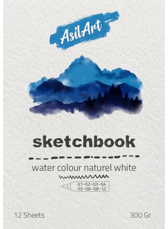 Asilart Sketchbook Watercolor A4 300gr 12yp Beyaz
