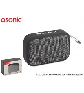 Asonic AS-02 Gümüş Bluetooth 3W TF-USB Destekli Speaker