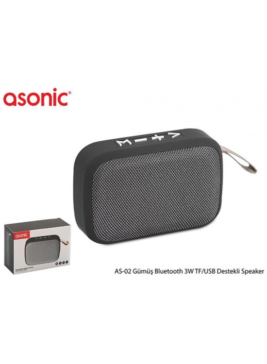 Asonic AS-02 Gümüş Bluetooth 3W TF-USB Destekli Speaker