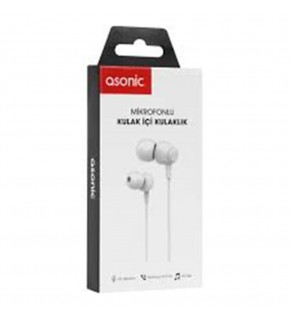 Asonic AS-XK90 Beyaz  Kulak İçi Mikrofonlu Kulaklık