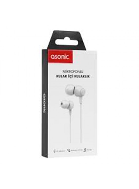 Asonic AS-XK90 Beyaz  Kulak İçi Mikrofonlu Kulaklık