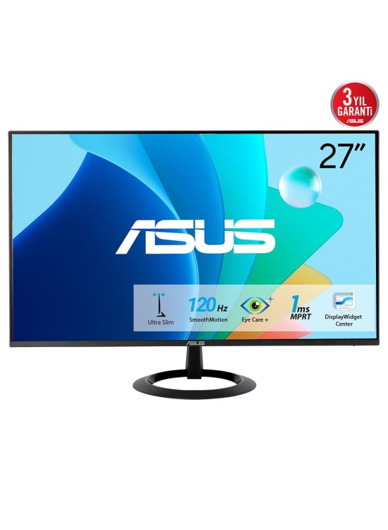 Asus 27" VZ279HG IPS 1920x1080 1MS 120hz HDMI VGA 3yil Cercevesiz Düsük Mavi Isik Ultra Slim Monitör