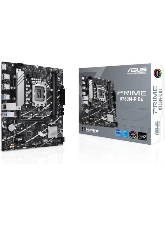 Asus Prıme B760M-R D4 Intel B760 Lga1700 DDR4 5333 Hdmı 2X M2 Aura Rgb 2.5Gbit Lan Matx Anakart Asus Prıme B760M-R D4 Intel B760 Lga1700 DDR4 5333 Hdmı 2X M2 Aura Rgb 2.5Gbit Lan Matx Anakart