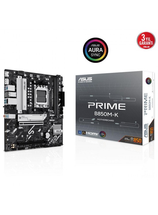 Asus Prime B850M-K AM5 DDR5 Ses GLAN DP-HDMI SATA3 USB3.2 mATX Anakart