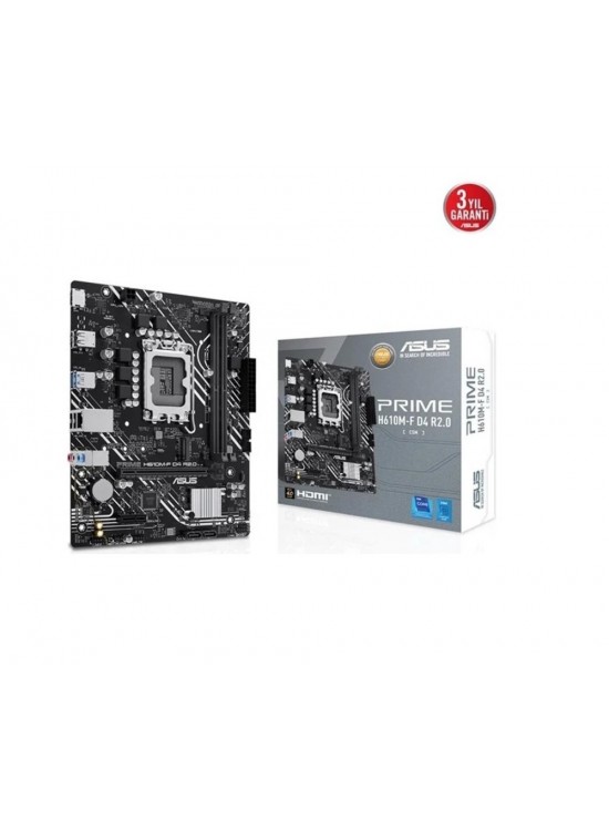Asus Prime H610M-F D4 R2.0 3200MHz DDR4 Soket 1700 M.2 HDMI mATX Anakart