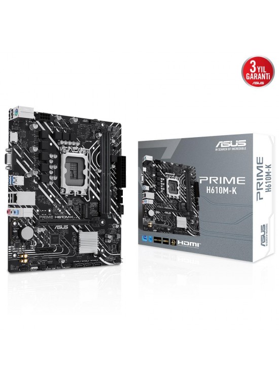 Asus Prime H610M-K ARGB Intel Soket LGA1700 DDR5 5600MHz mATX Gaming (Oyuncu) Anakart