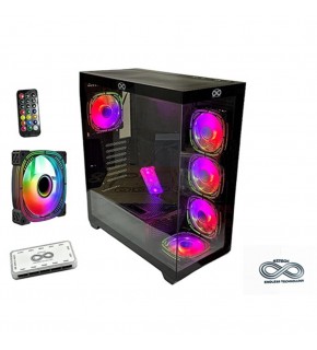AZTECH AZT101 B 5 x RGB Fan Uzakdan Kumanda Siyah Akvaryum Gamin Kasa Temper Cam , RGB Switch