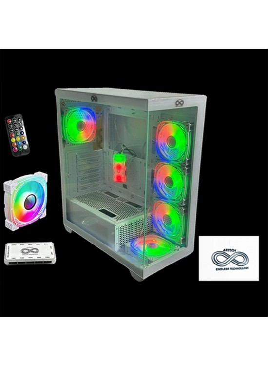 AZTECH AZT201 W 5 x RGB Fan Uzakdan Kumanda Beyaz Akvaryum Gamin Kasa Temper Cam , RGB Switch
