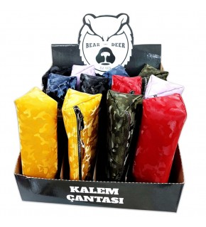 B&D Kalem Çantası Üçgen Suni Deri Kamuflaj Desenli BD-KCS040