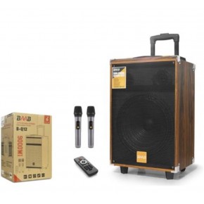 BAAB BQ12 Çift Karaoke Mikrofonlu Bluetooth Hoparlör FM Radyo 40W 12 İnç Kumandalı Ahşap