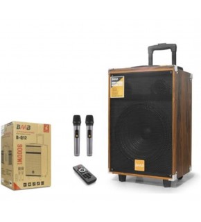 BAAB BQ12 Çift Karaoke Mikrofonlu Bluetooth Hoparlör FM Radyo 40W 12 İnç Kumandalı Ahşap