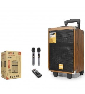 BAAB BQ8 Çift Karaoke Mikrofonlu Bluetooth Hoparlör FM Radyo 40W 8 İnç Kumandalı Ahşap