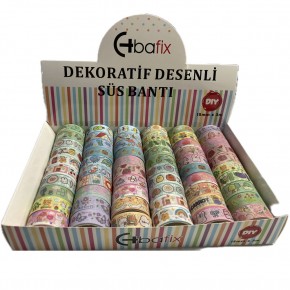 Bafix Desenli Bant Dekoratif Süs Bantı 15 MM x 3 MT 60 LI BFX-DEB0004