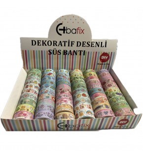 Bafix Desenli Bant Dekoratif Süs Bantı 15 MM x 3 MT 60 LI BFX-DEB0004