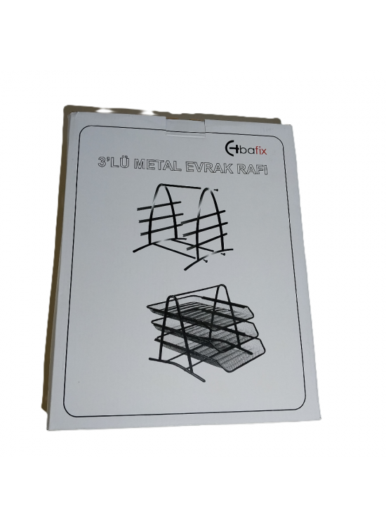 Bafix Evrak Rafı Metal Perforeli 3 Lü Siyah BFX-MER9205S