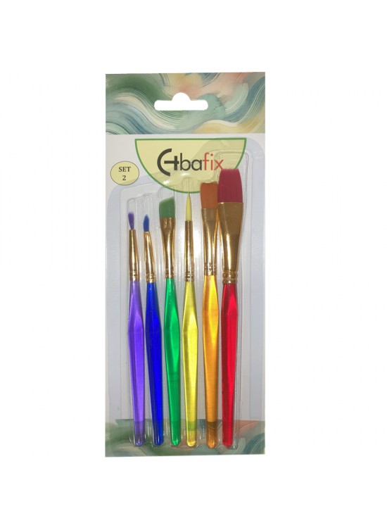 Bafix Fırça Seti Set-2 şeffaf sap renkli 6 Lı Bfx-Fır70902 Bafix Fırça Seti Set-2 şeffaf sap renkli 6 Lı Bfx-Fır70902