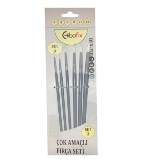 Bafix Fırça Seti Set-3 sap gri (2,4,6,8,10,12) 6Lı Bfx-Fır70903