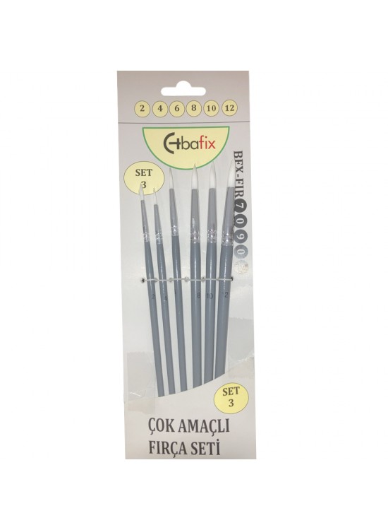 Bafix Fırça Seti Set-3 sap gri (2,4,6,8,10,12) 6Lı Bfx-Fır70903 Bafix Fırça Seti Set-3 sap gri (2,4,6,8,10,12) 6Lı Bfx-Fır70903