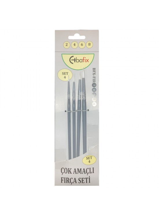 Bafix Fırça Seti Set-4 sap gri (2-4-6-8) 4 lü Bfx-Fır70904