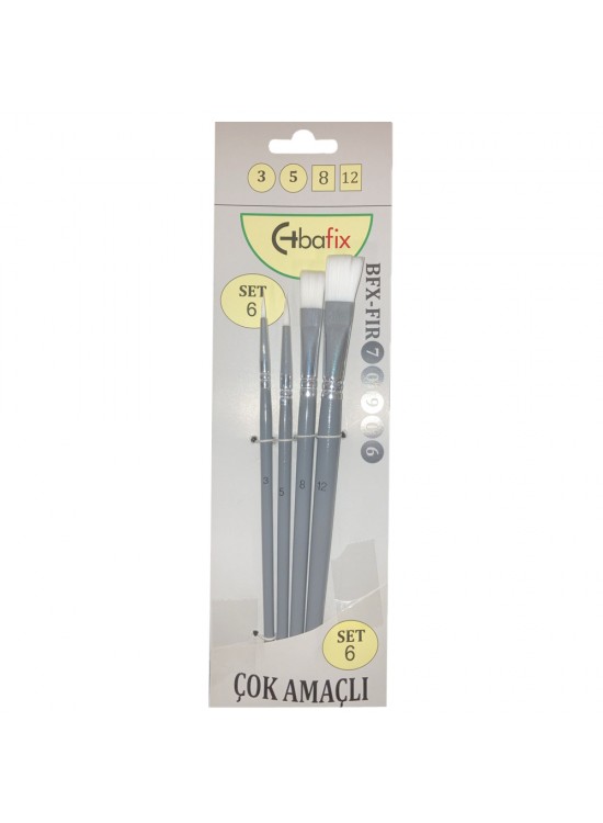 Bafix Fırça Seti Set-6 sap gri (3-5-8-12) 4 lü Bfx-Fır70906