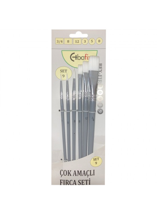 Bafix Fırça Seti Set-9 gri (3/4,8,12,3,5,8) 6 lı Bfx-Fır70909