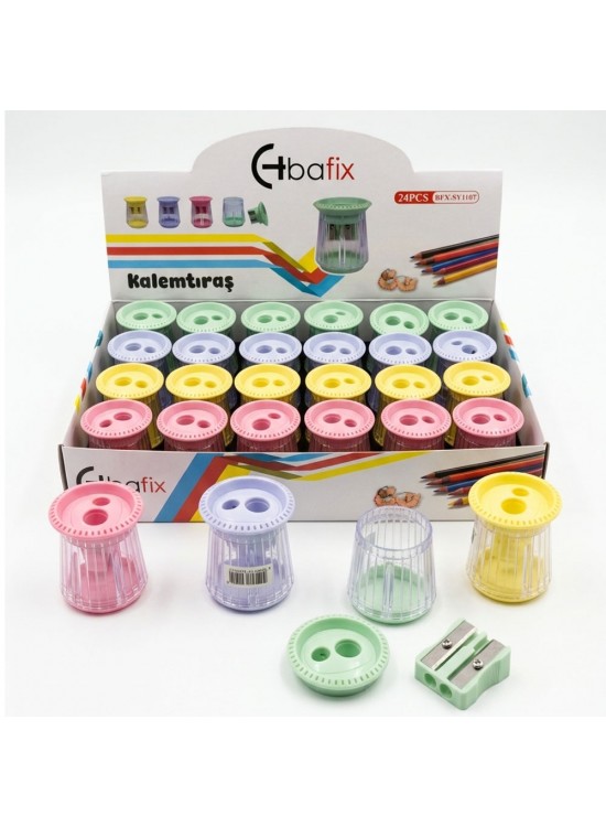 Bafix Kalemtıraş Çift Delikli Kapaklı Bfx-sy1107 (1 Adet)