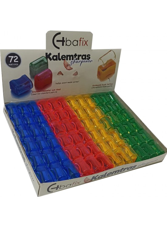 Bafix Kalemtraş Plastik Tek Bölmeli Kapaklı Ts801 (1 Adet)