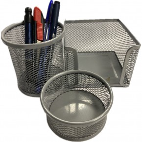 Bafix Masa Seti Ataşlık-Kağıtlık-Kalemlik 3 LÜ Metal Perforeli Gri BFX-MMS9801G