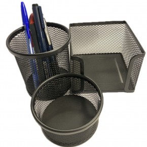 Bafix Masa Seti Ataşlık-Kağıtlık-Kalemlik 3 LÜ Metal Perforeli Siyah BFX-MMS9801S