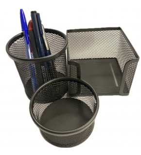 Bafix Masa Seti Ataşlık-Kağıtlık-Kalemlik 3 LÜ Metal Perforeli Siyah BFX-MMS9801S