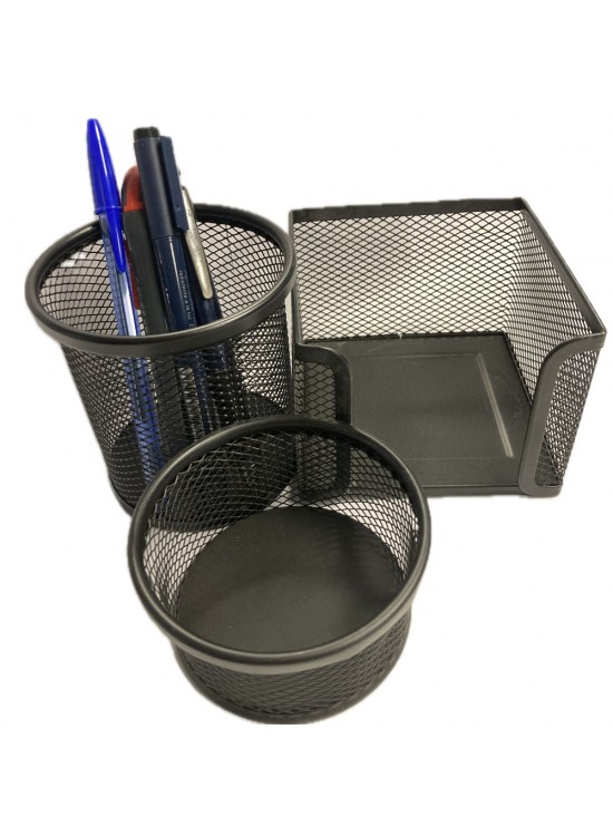 Bafix Masa Seti Ataşlık-Kağıtlık-Kalemlik 3 LÜ Metal Perforeli Siyah BFX-MMS9801S