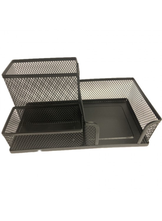 Bafix Masa Üstü Organizer Kalemlik Metal Perforeli 3 Bölmeli Siyah BFX-MMK805S