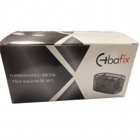 Bafix Masa Üstü Organizer Kalemlik Metal Perforeli Fonksiyonlu Siyah BFX-MMK9059S