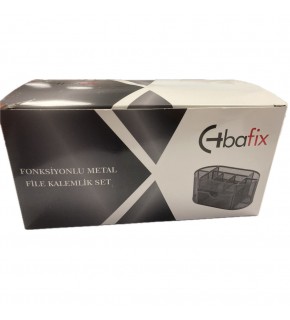 Bafix Masa Üstü Organizer Kalemlik Metal Perforeli Fonksiyonlu Siyah BFX-MMK9059S