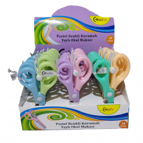 Bafix Okul Makası Korumalı Yaylı 13,5 Cm Pastel Renkli BFX-SA2050-M (1 Adet)