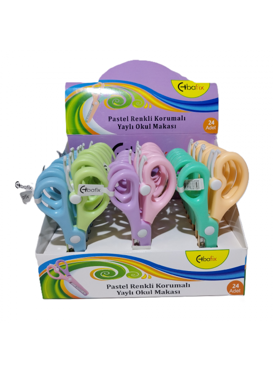 Bafix Okul Makası Korumalı Yaylı 13,5 Cm Pastel Renkli BFX-SA2050-M (1 Adet)