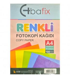 Bafix Renkli Fotokopi Kağıdı, 100 Lük, 10 Renk Karışık