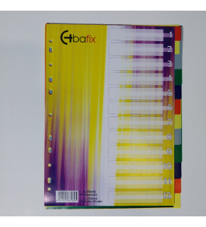 Bafix Seperatör 1-12 Renkli Plastik A4
