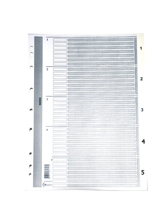 Bafix Seperatör 1-5 Rakamlı Karton A4 Bafix Seperatör 1-5 Rakamlı Karton A4