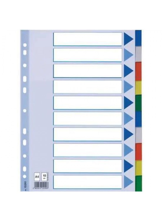 Bafix Seperatör 10 Renkli Plastik A4 Bafix Seperatör 10 Renkli Plastik A4