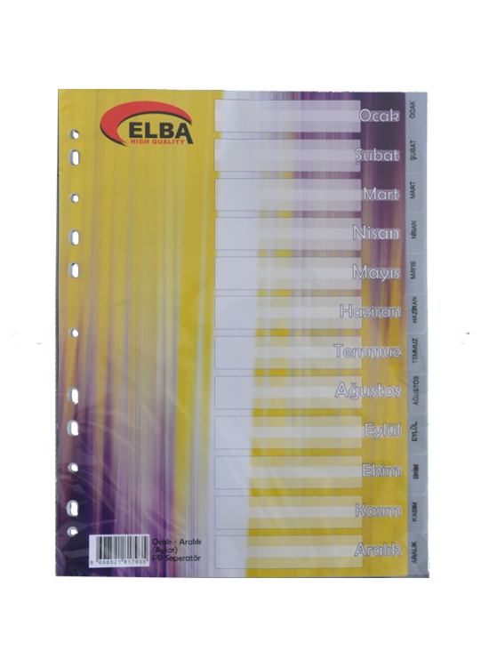 Bafix Seperatör Aylar Plastik A4 Bafix Seperatör Aylar Plastik A4