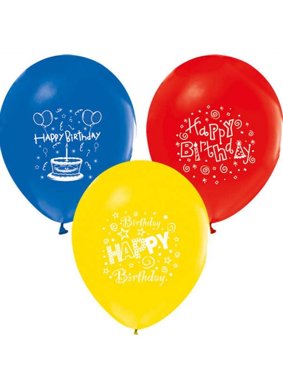 Balonevi Balon 1+1 Happy Bırthday Party Baskılı 12 İncPastel 100 Lü
