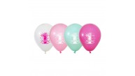 Balonevi Balon 1+1 Pink Stars Baskılı 12" Pastel 100 Lü