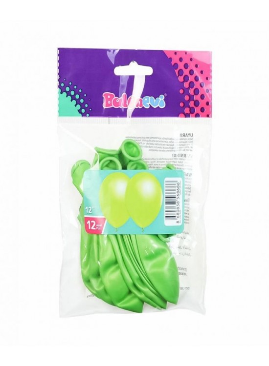 Balonevi Balon 12" Metalik Açık Yeşil 12 Li