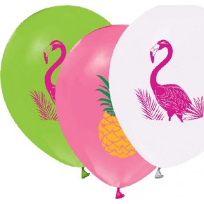Balonevi Balon 2+1 Flamingo Baskılı 12" 8 Li